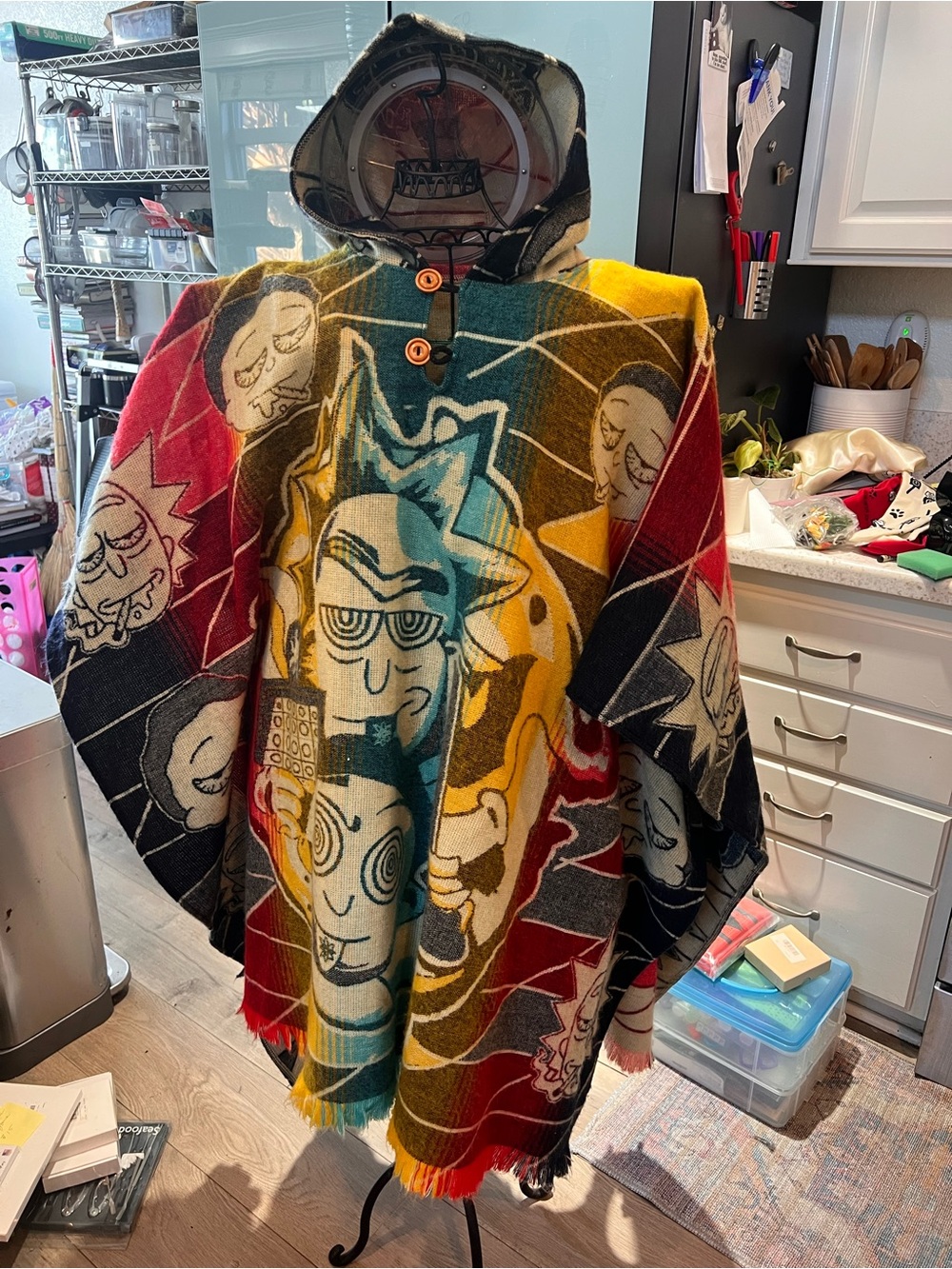 🍄 Rick and Morty Handmade Alpaca Blend Hooded Poncho 🌀